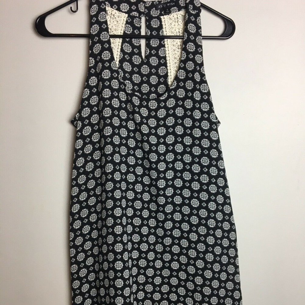 NWT As U Wish Womens Small Dress, Black W/ Circles